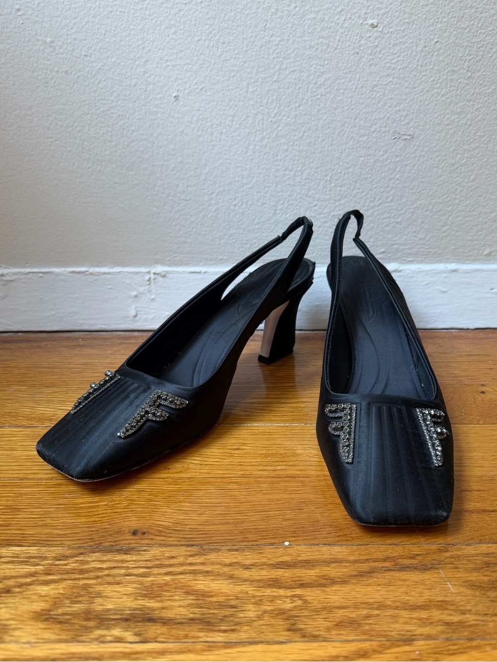 Fendi Crystal Embellished Slingback Pumps